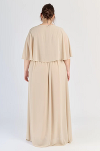 Abito “Sorellea” – Vestito Lungo da Cerimonia con Drappeggio Asimmetrico (Taglie comode)