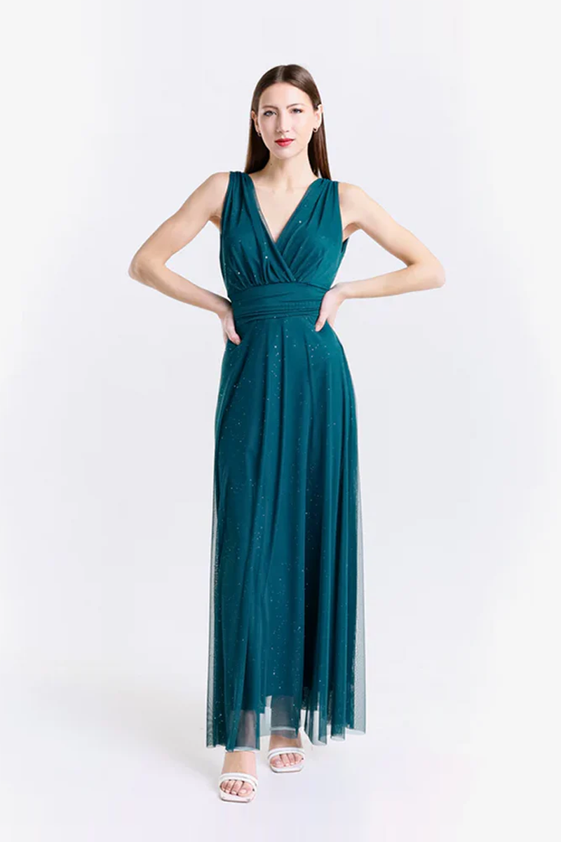 Abito lungo in tulle con scollo a V Giulia
