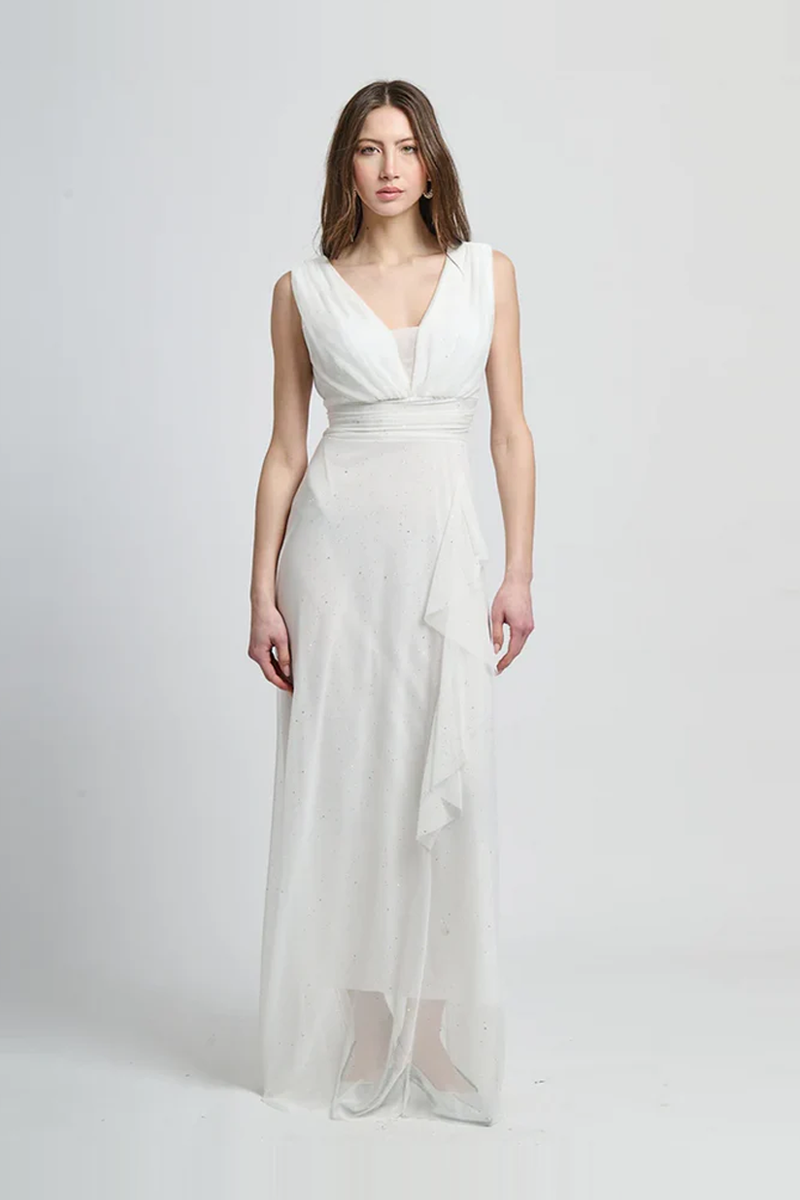 Abito da damigella in tulle smanicato Riflesso