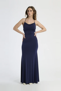 Vestito lungo aderente a sirena semitrasparente Corinna