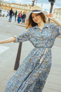 Abito “Fiordaliso” – Camicia Lunga in Cotone con Stampa Floreale