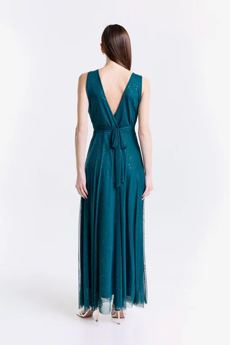 Abito lungo in tulle con scollo a V Giulia