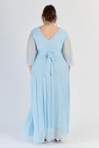 Abito “Vellera” – Abito Lungo in Tulle con Glitter e Maniche a 3/4 (Taglie comode)