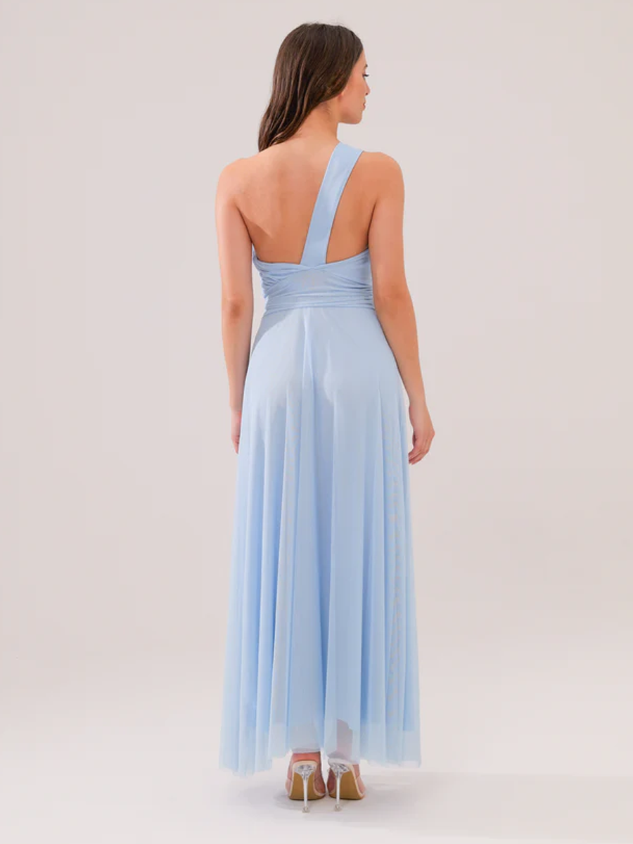 Abito lungo in tulle monospalla Lily