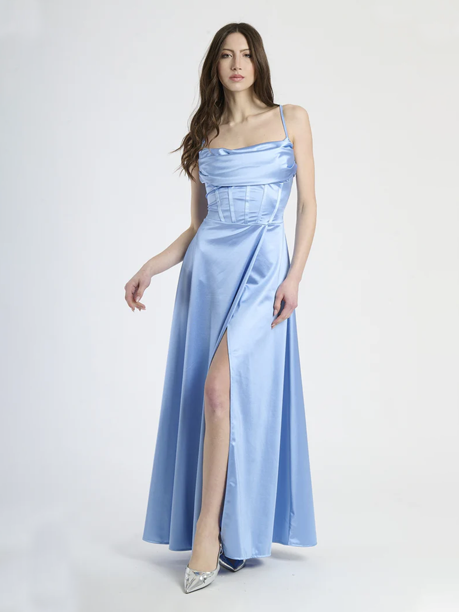 Rochie lungă cu decupaj și crăpătură laterală Iris 