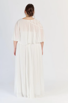 Abito Lungo Elegante in Chiffon con Dettagli in Pizzo “Iselda”  (Taglie comode)