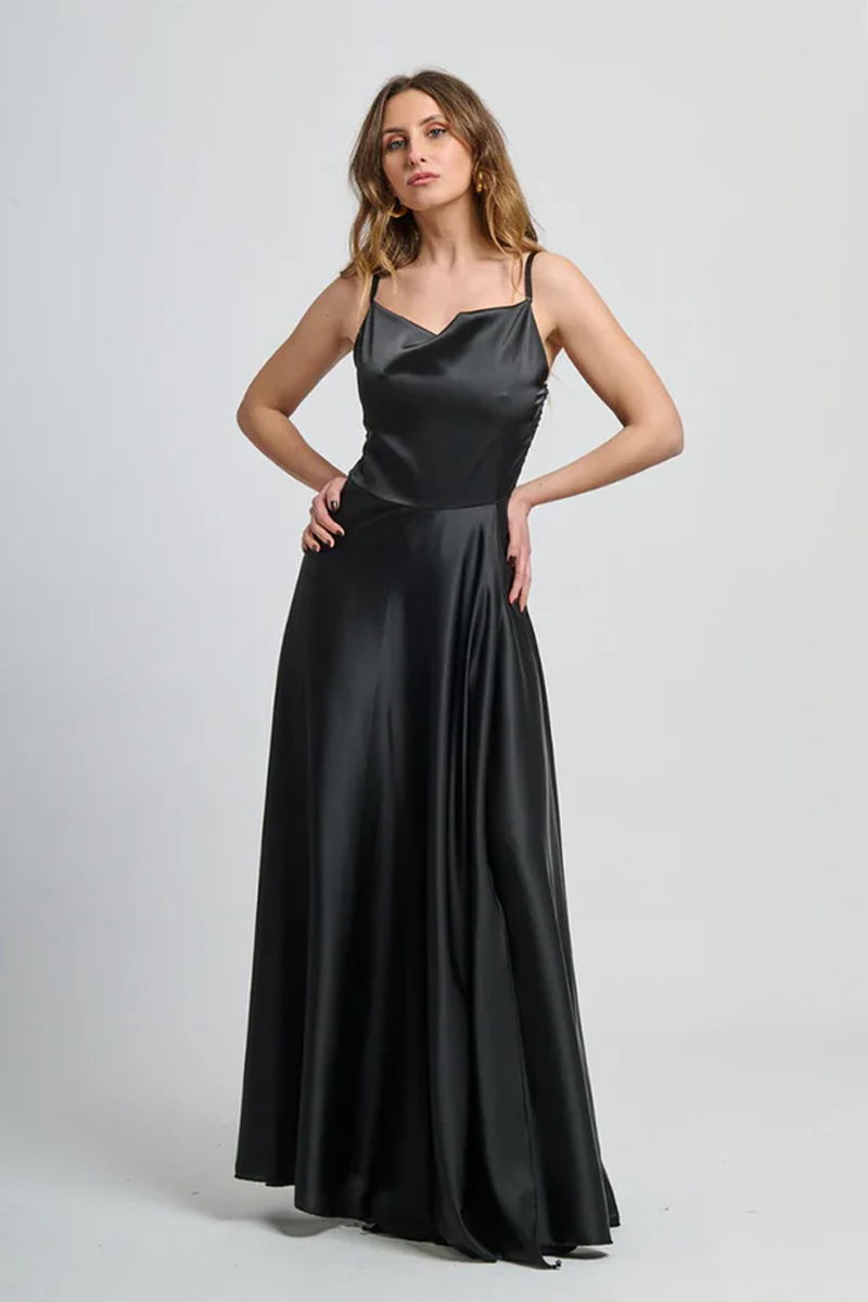 Abito elegante lungo con spaccatura laterale Maria
