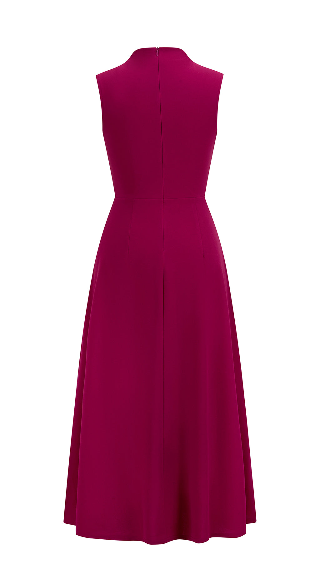 Abito Midi Donna Senza Maniche, Collo con Nodo Arricciato, Vita Definita, Modello A‑Line Elegante per Cerimonie e Ufficio