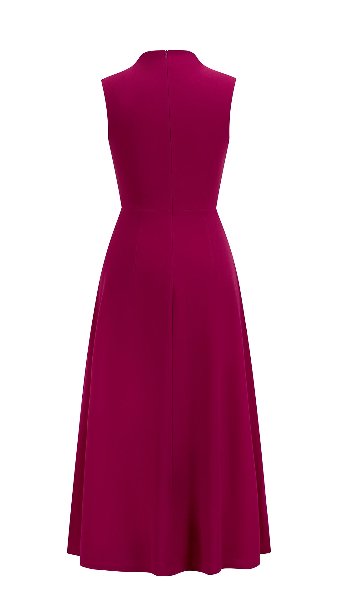 Abito Midi Donna Senza Maniche, Collo con Nodo Arricciato, Vita Definita, Modello A‑Line Elegante per Cerimonie e Ufficio