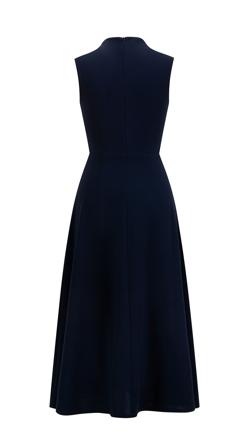Abito Midi Donna Senza Maniche, Collo con Nodo Arricciato, Vita Definita, Modello A‑Line Elegante per Cerimonie e Ufficio