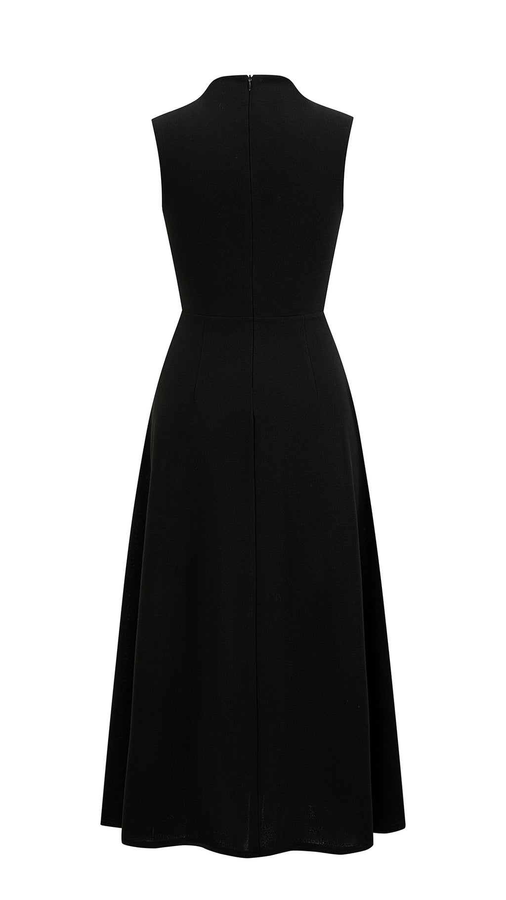 Abito Midi Donna Senza Maniche, Collo con Nodo Arricciato, Vita Definita, Modello A‑Line Elegante per Cerimonie e Ufficio