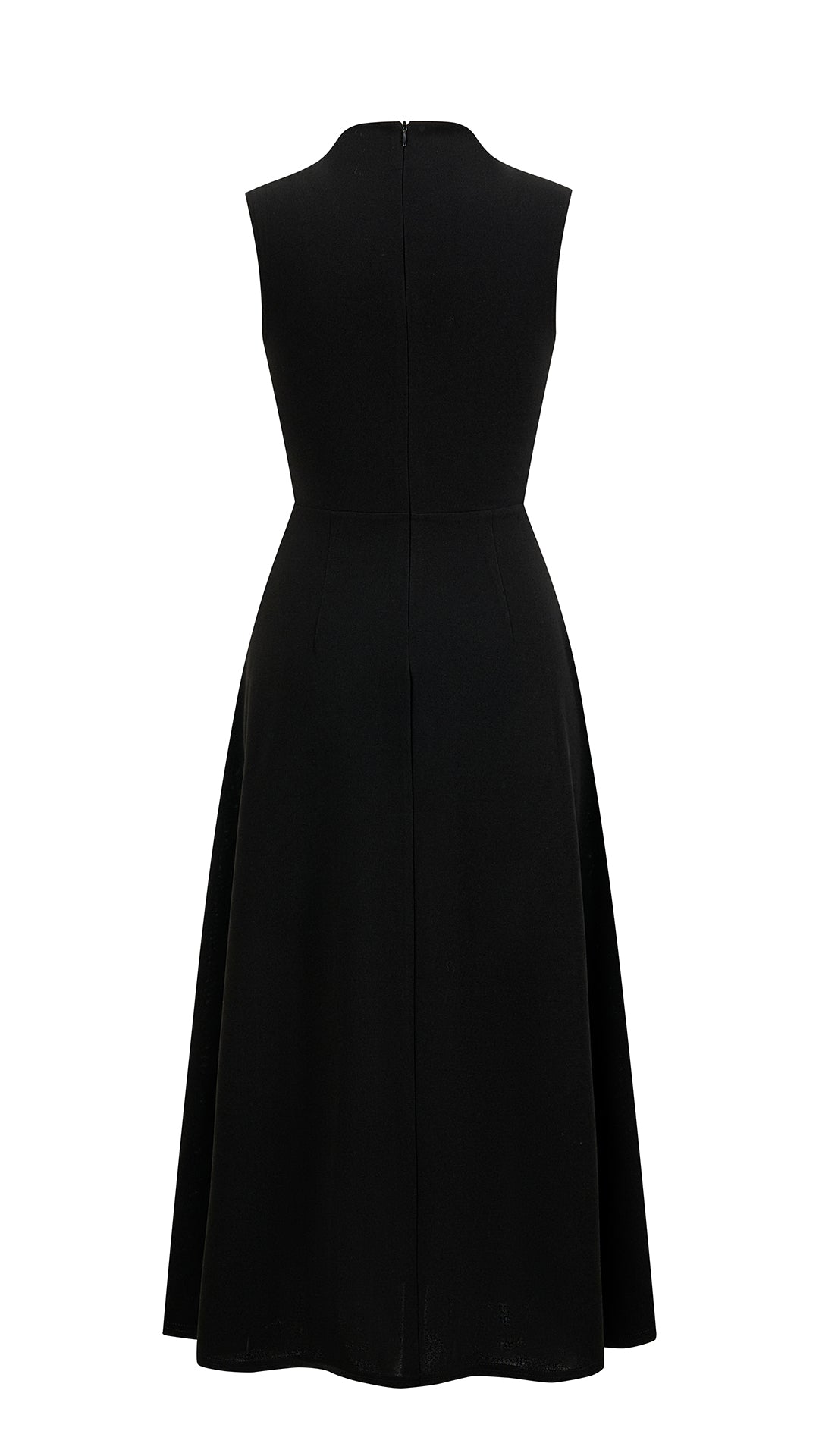 Abito Midi Donna Senza Maniche, Collo con Nodo Arricciato, Vita Definita, Modello A‑Line Elegante per Cerimonie e Ufficio