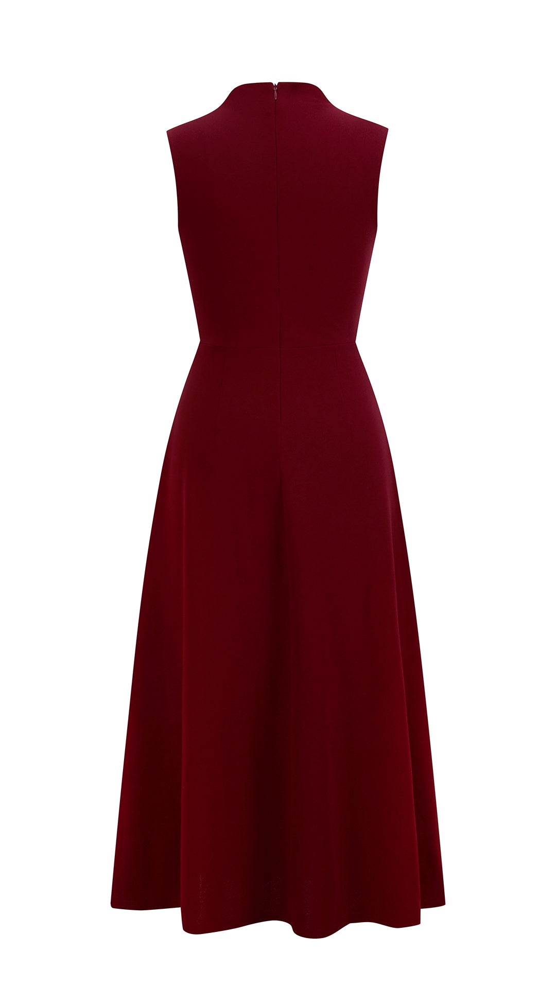Abito Midi Donna Senza Maniche, Collo con Nodo Arricciato, Vita Definita, Modello A‑Line Elegante per Cerimonie e Ufficio
