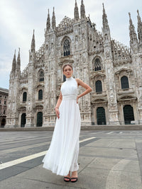 Abito in tulle con scollo all'americana Caterina