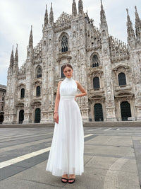 Abito in tulle con scollo all'americana Caterina