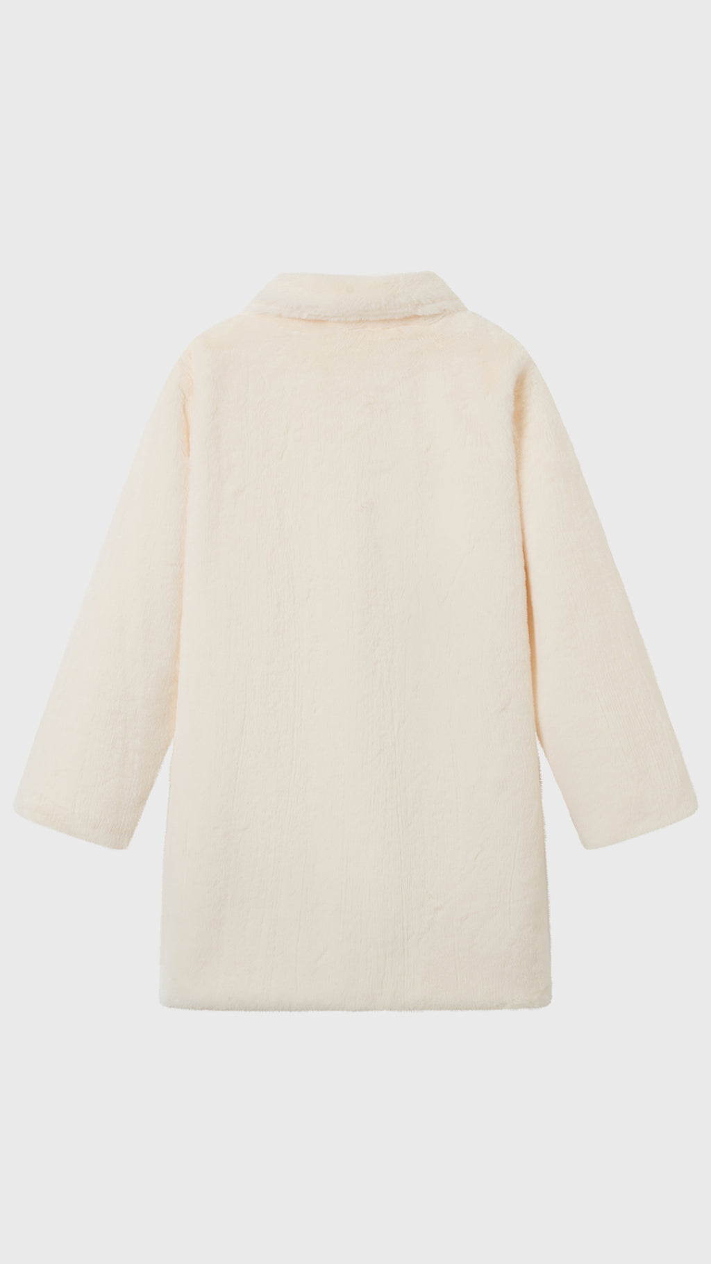 Cappotto medio in peluche sintetica con colletto a revers