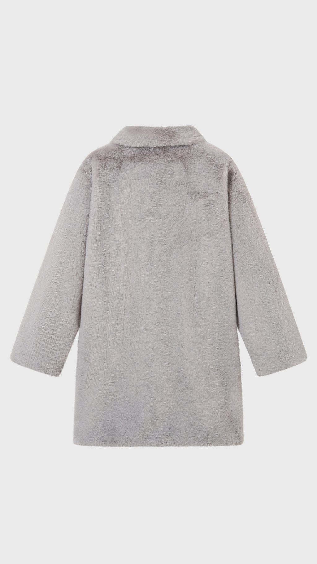 Cappotto medio in peluche sintetica con colletto a revers