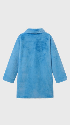 Cappotto medio in peluche sintetica con colletto a revers