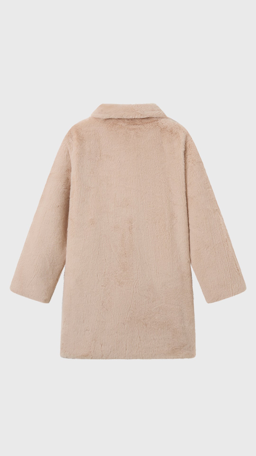 Cappotto medio in peluche sintetica con colletto a revers