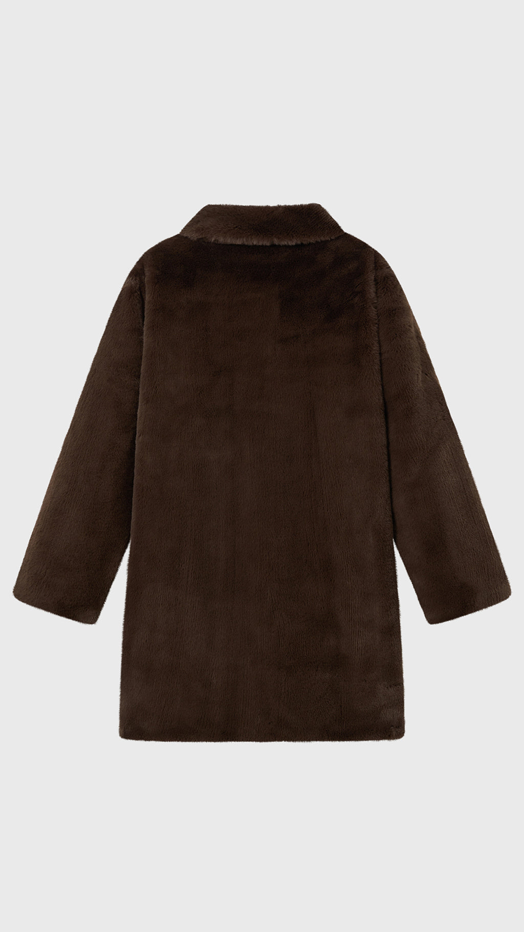 Cappotto medio in peluche sintetica con colletto a revers
