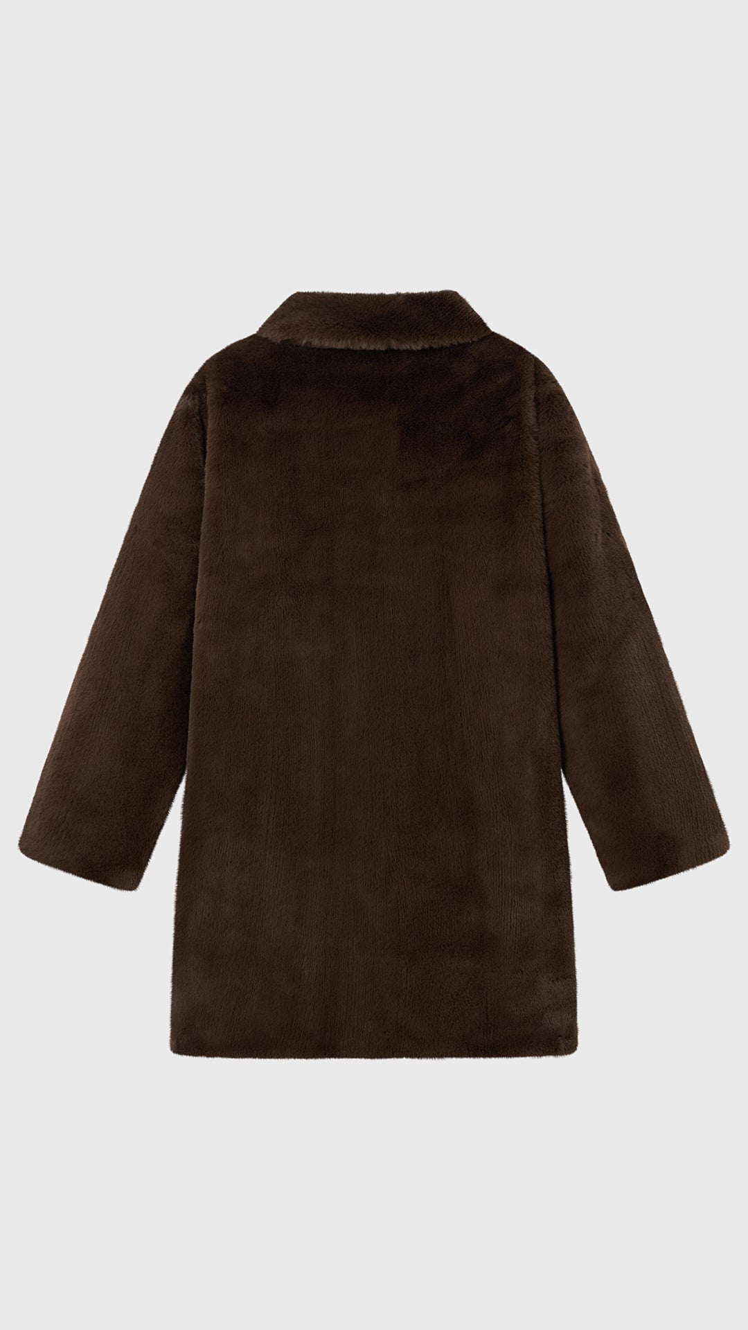 Cappotto medio in peluche sintetica con colletto a revers