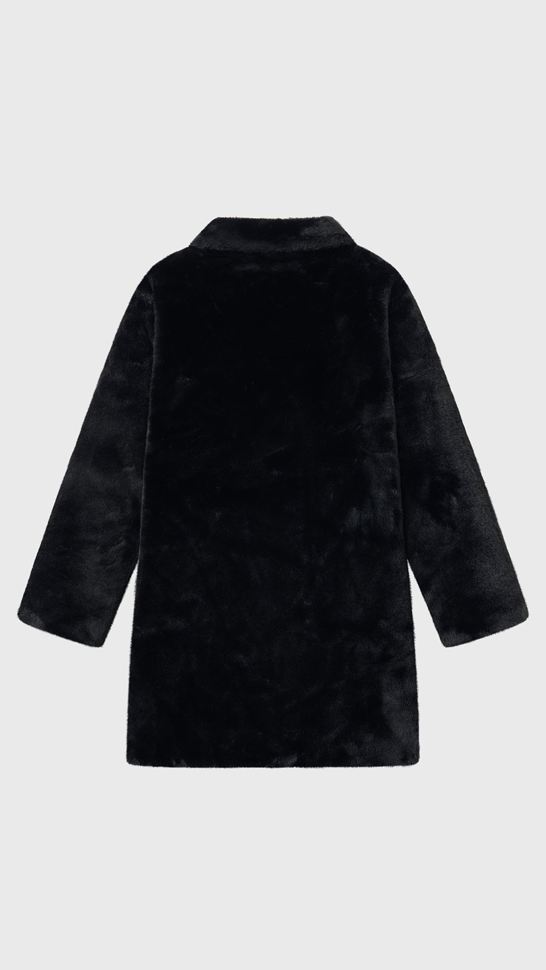 Cappotto medio in peluche sintetica con colletto a revers