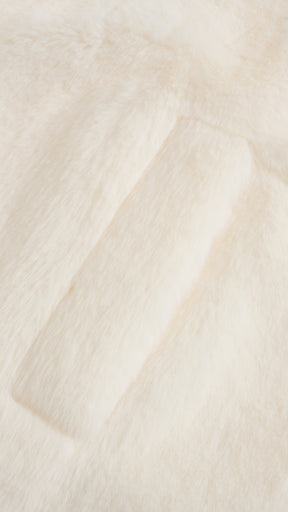 Cappotto medio in peluche sintetica con colletto a revers