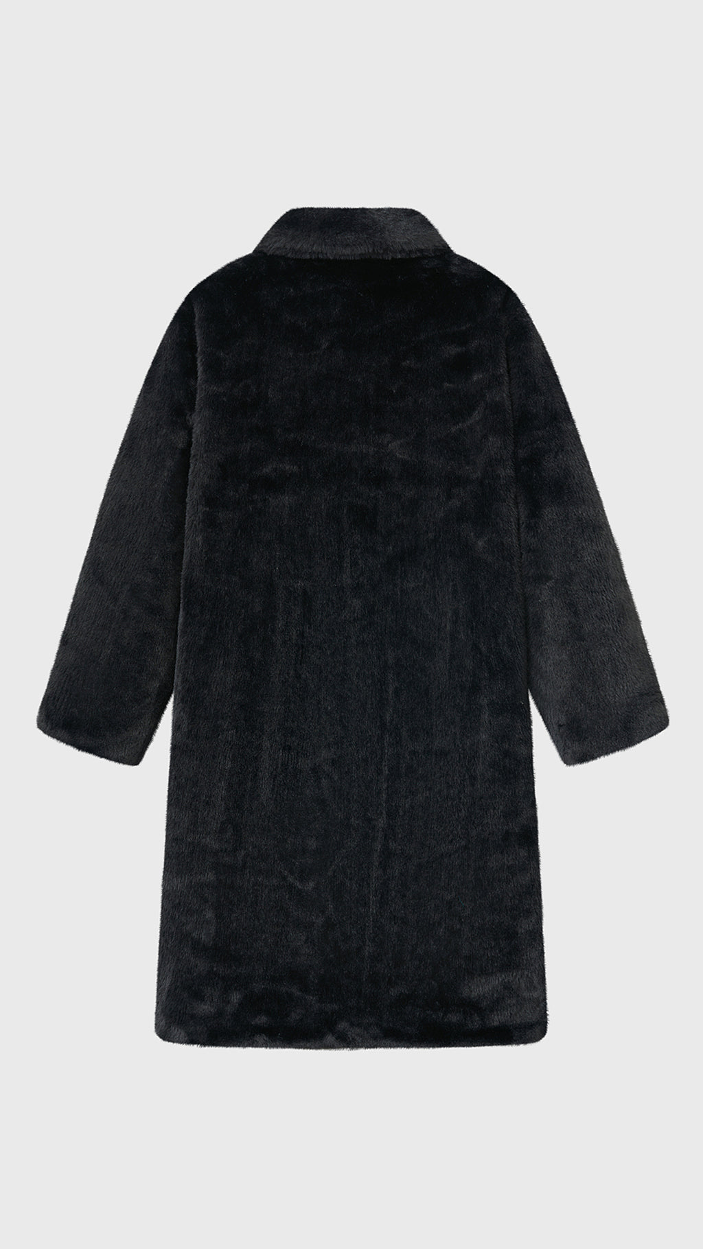 Cappotto lungo in peluche sintetica con colletto a revers
