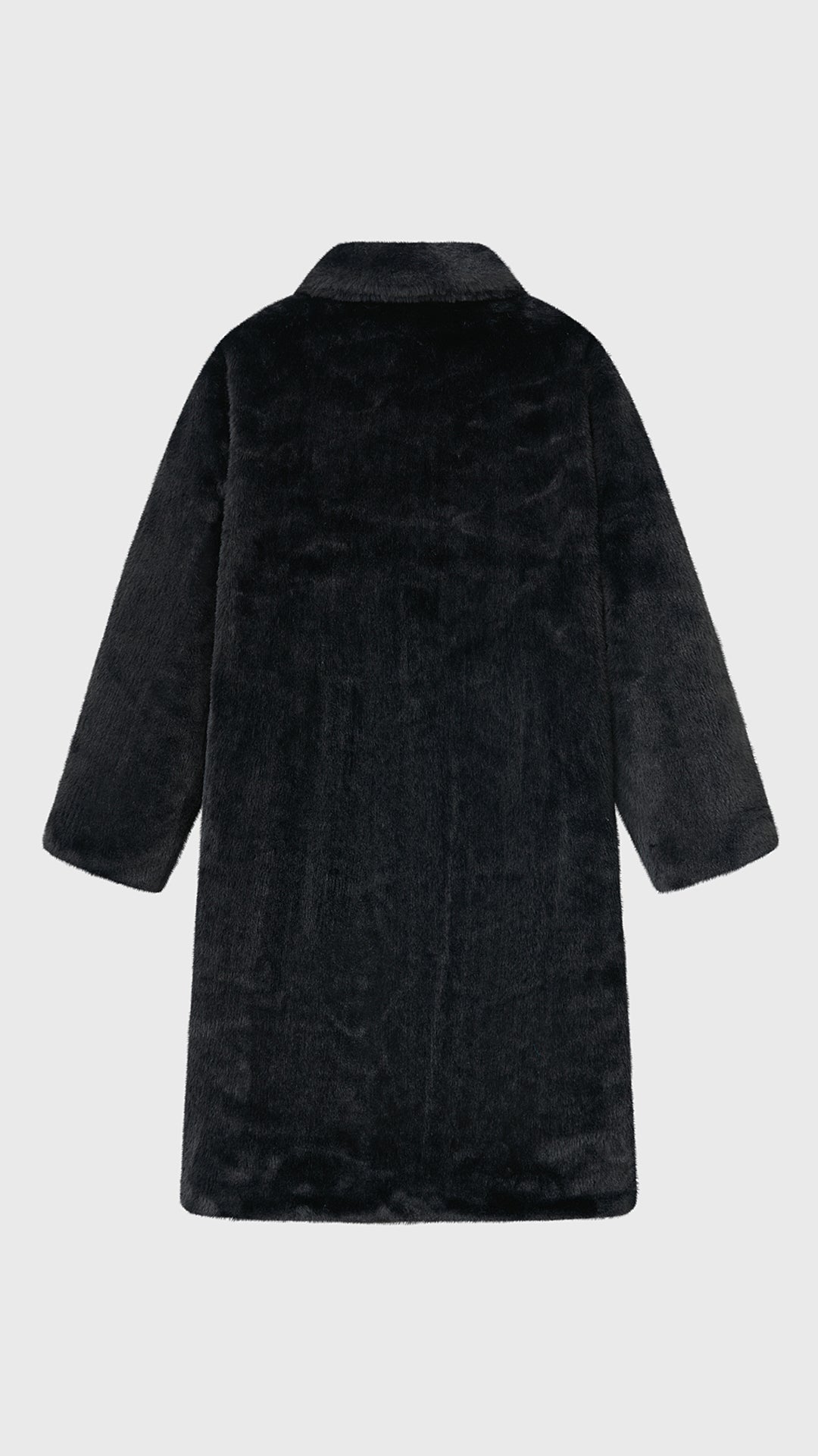 Cappotto lungo in peluche sintetica con colletto a revers