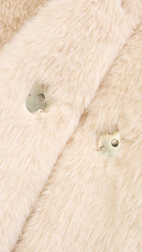 Cappotto lungo in peluche sintetica con colletto a revers