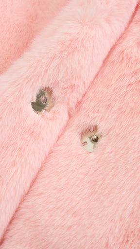 Cappotto lungo in peluche sintetica con colletto a revers