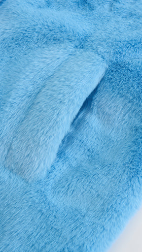 Cappotto lungo in peluche sintetica con colletto a revers