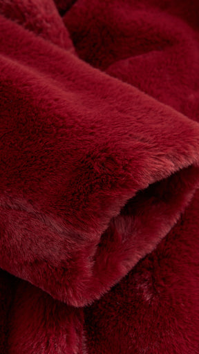 Cappotto lungo in peluche sintetica con colletto a revers