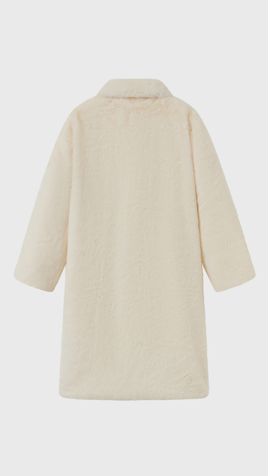 Cappotto lungo in peluche sintetica con colletto a revers