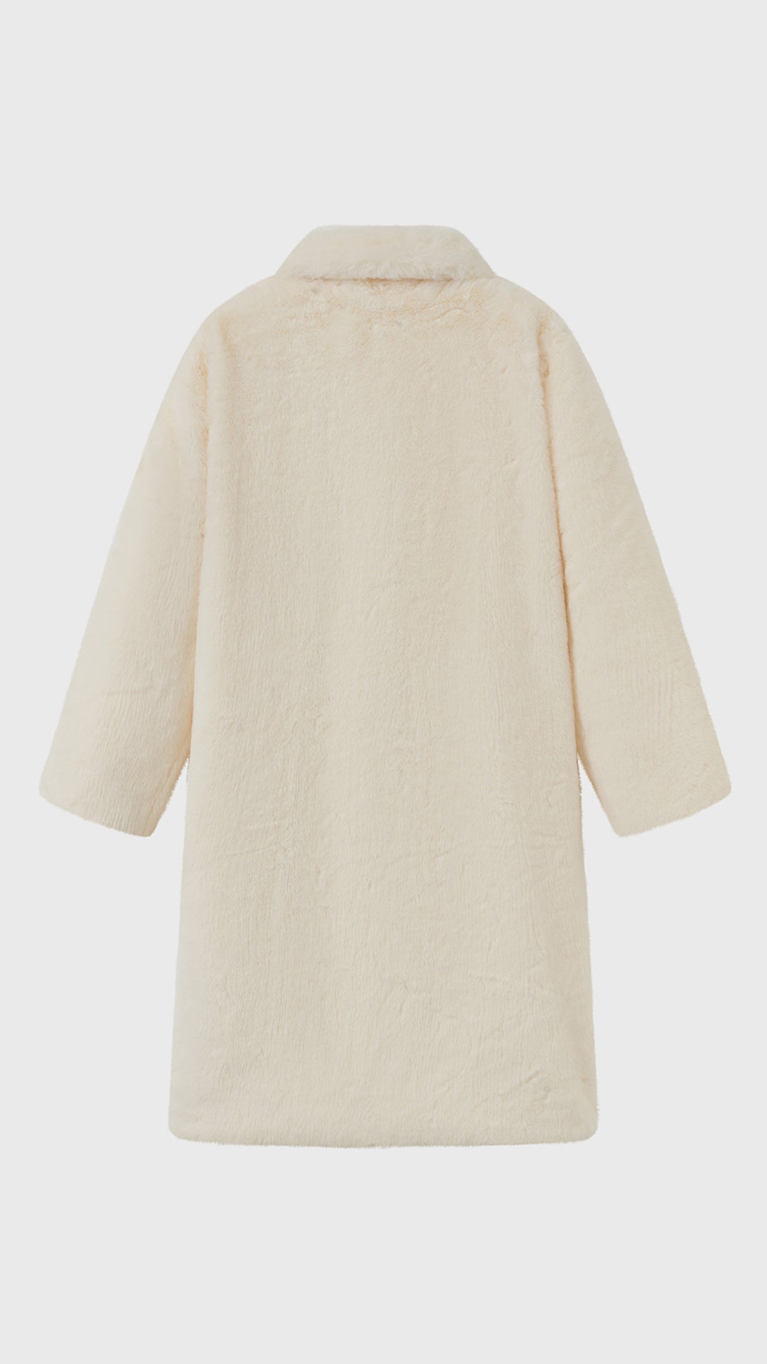 Cappotto lungo in peluche sintetica con colletto a revers