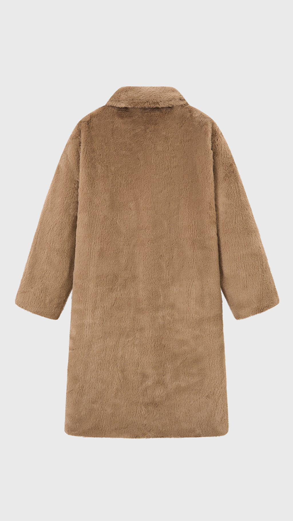 Cappotto lungo in peluche sintetica con colletto a revers