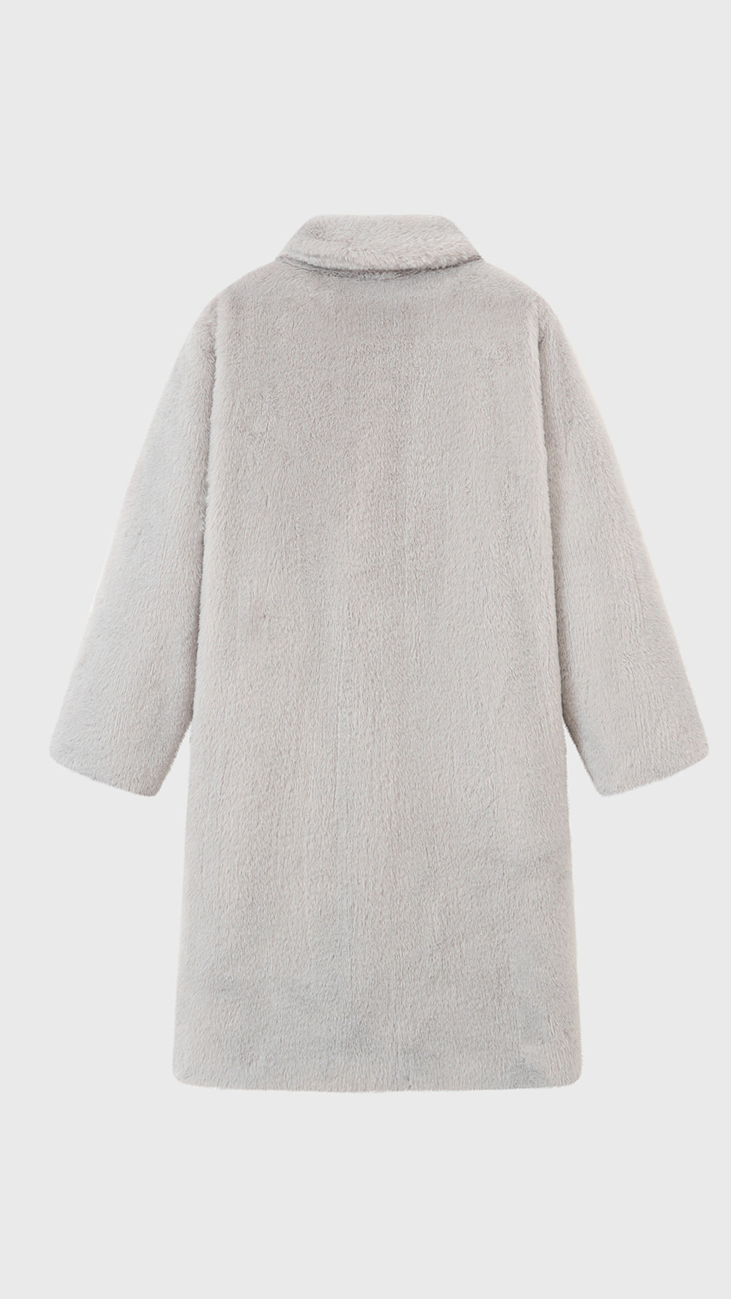 Cappotto lungo in peluche sintetica con colletto a revers