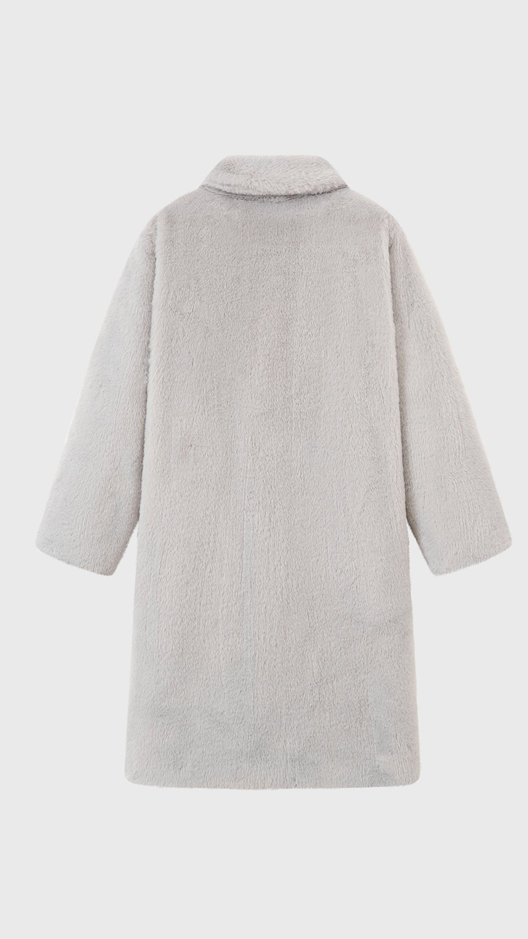 Cappotto lungo in peluche sintetica con colletto a revers