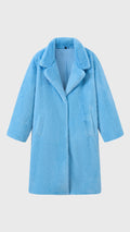 Cappotto lungo in peluche sintetica con colletto a revers