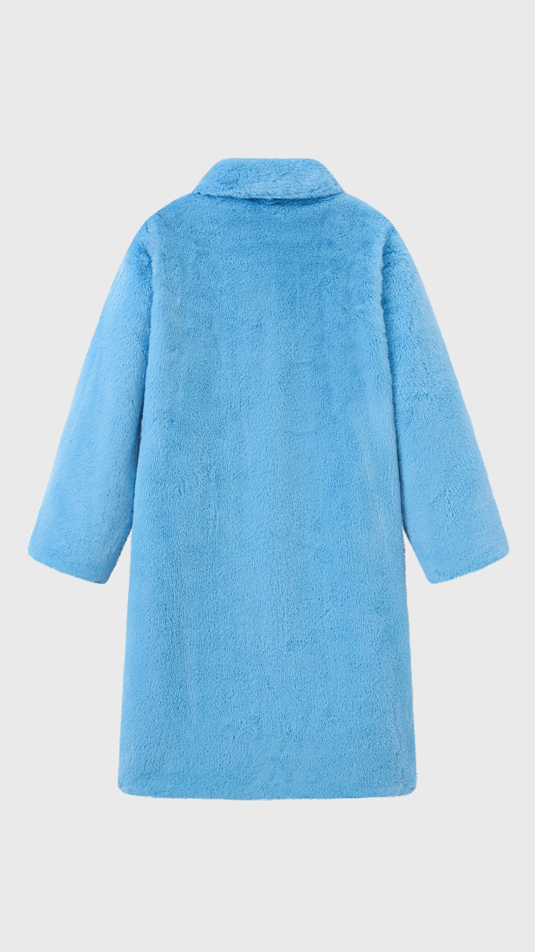 Cappotto lungo in peluche sintetica con colletto a revers