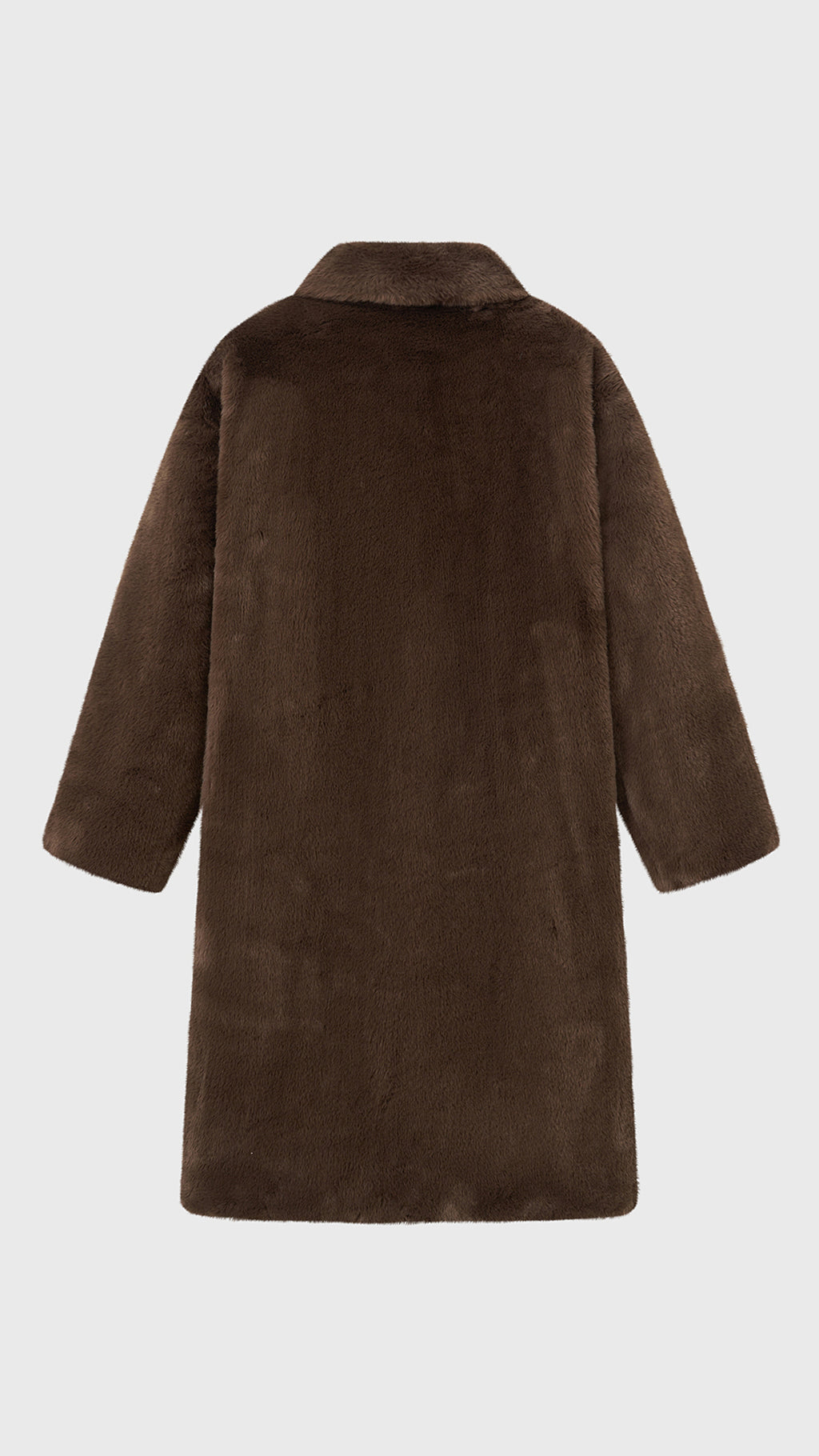 Cappotto lungo in peluche sintetica con colletto a revers