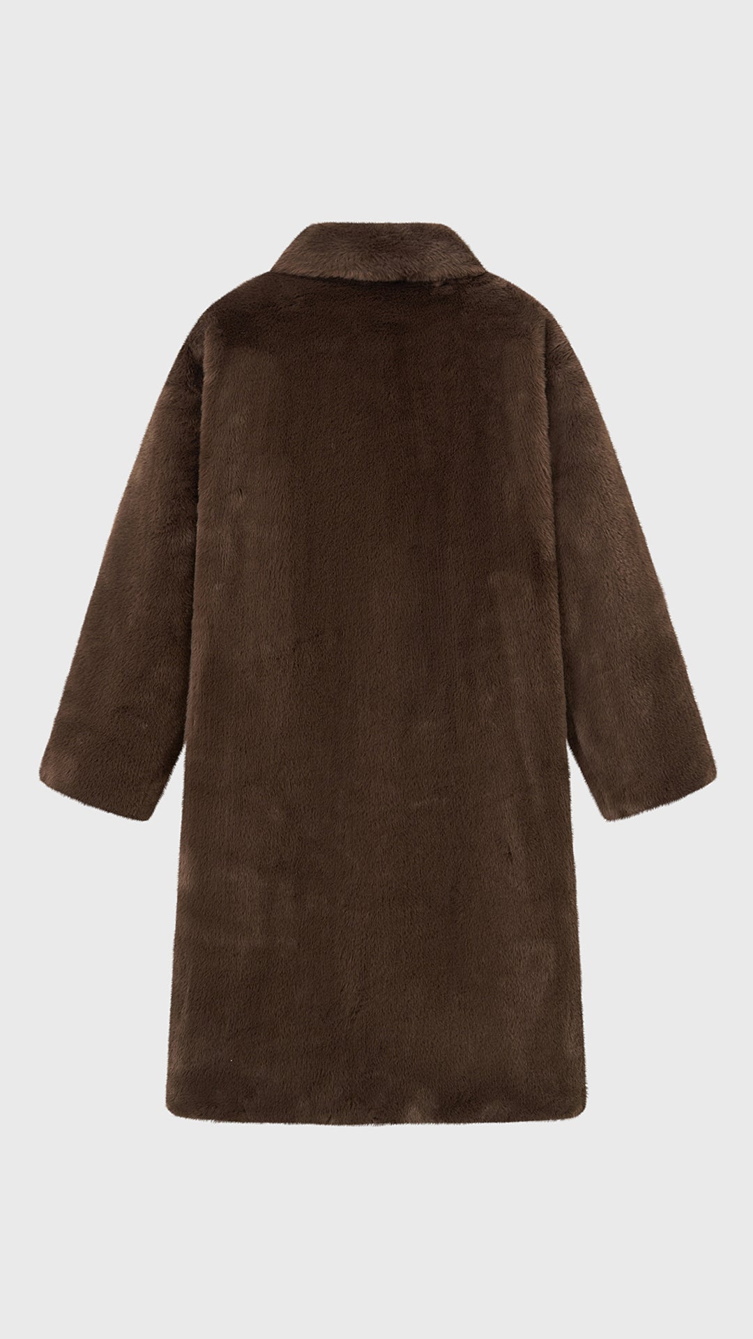 Cappotto lungo in peluche sintetica con colletto a revers