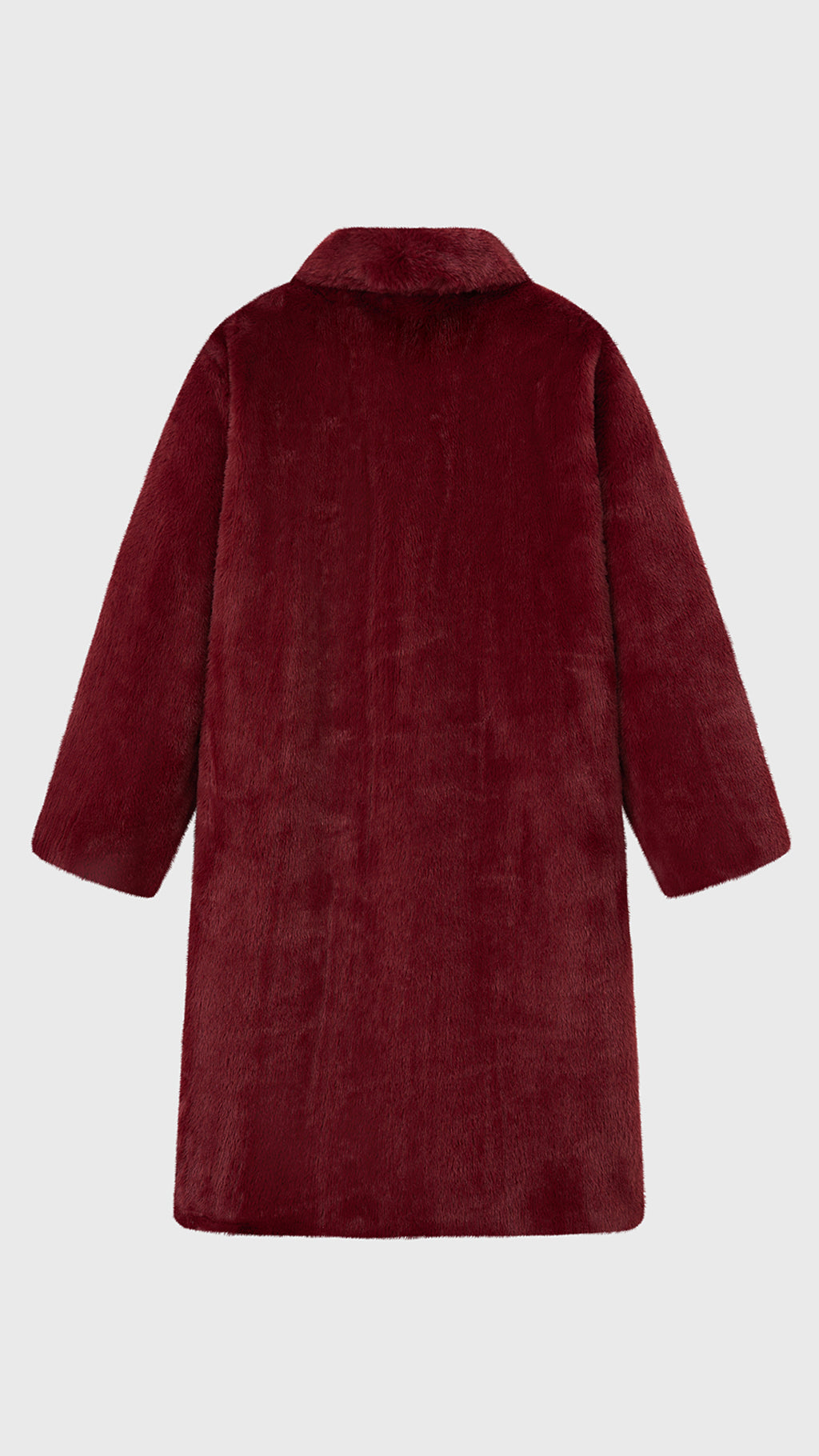 Cappotto lungo in peluche sintetica con colletto a revers