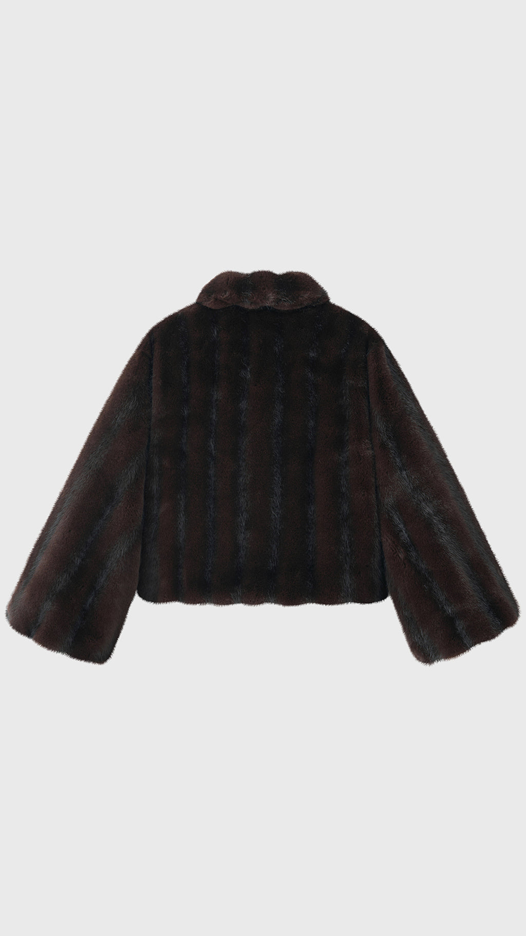 Giacca cropped in pelliccia sintetica con collo e zip frontale