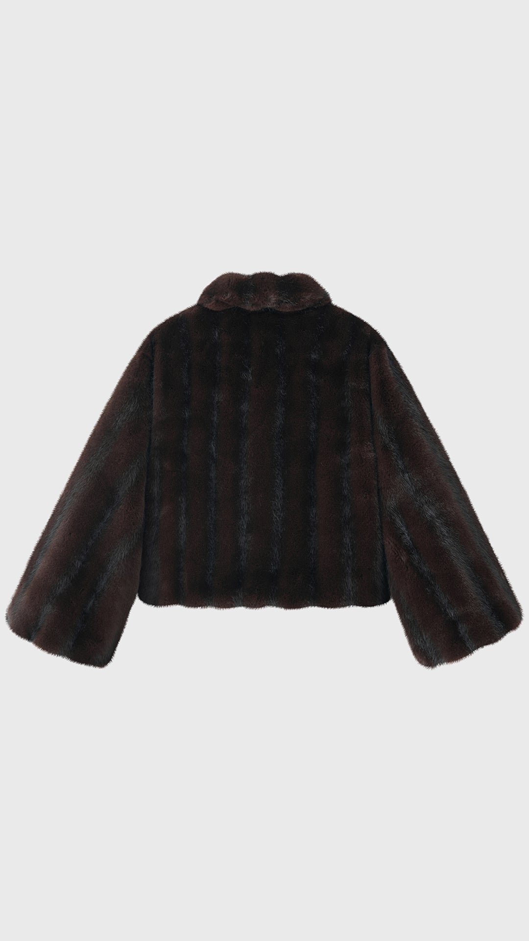 Giacca cropped in pelliccia sintetica con collo e zip frontale
