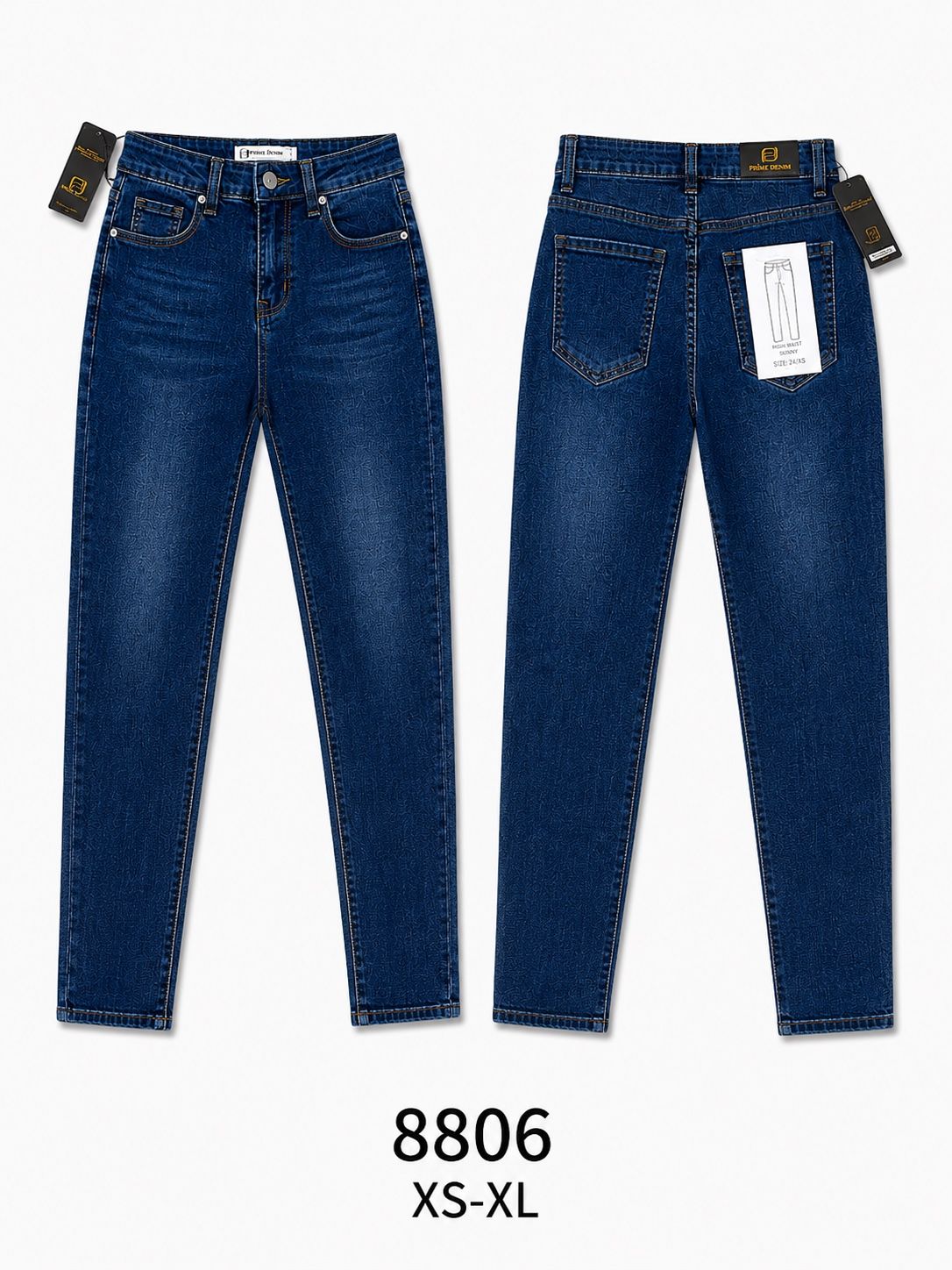 Pantaloni jeans slim vita alta donna, pantaloni a sigaretta lavaggio sfumato, casual everyday, taglie XS-XL