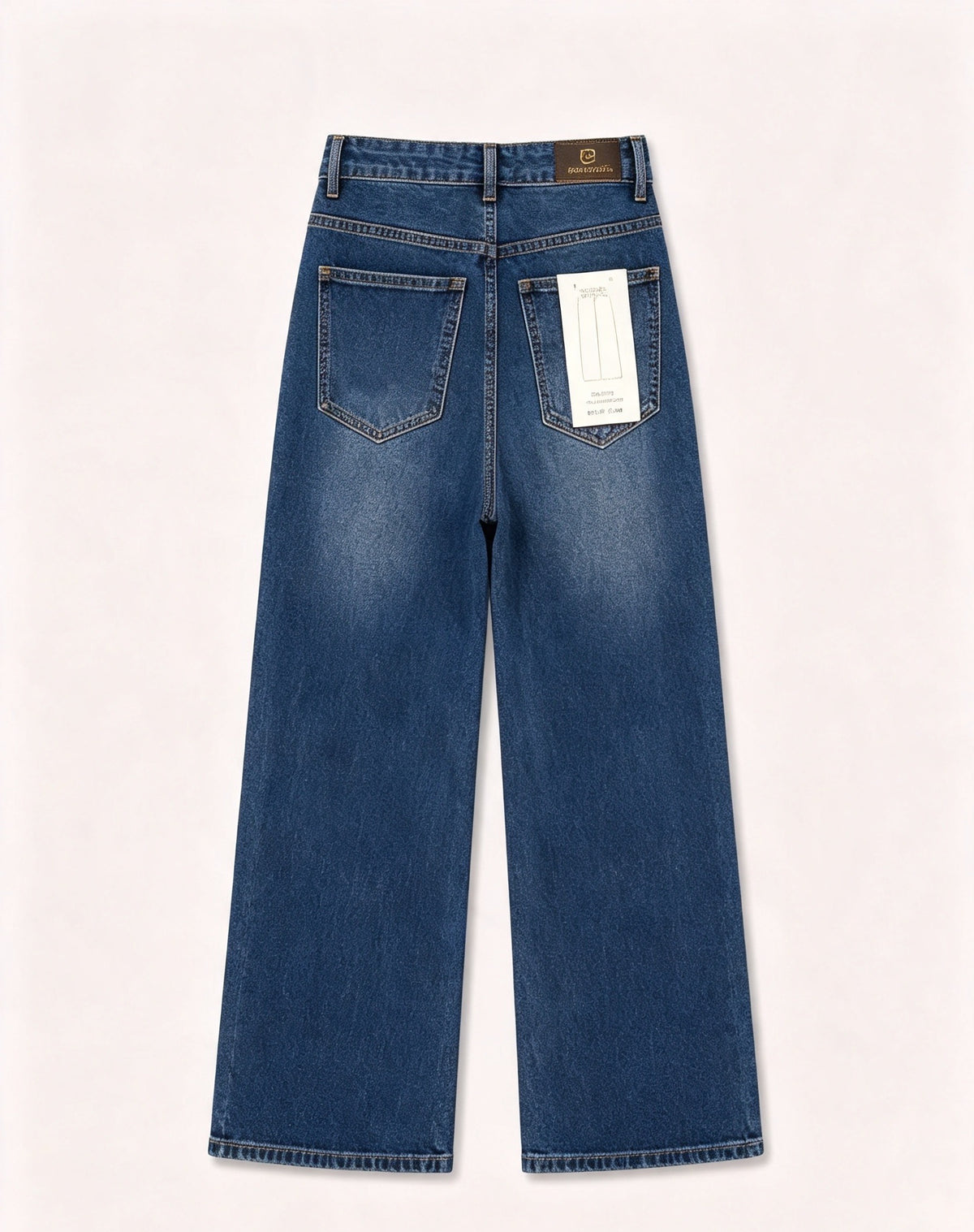 Pantaloni jeans a gamba larga vita alta donna, jeans basic larghi effetto sfumato, modello casual quotidiano, taglie XS-XL