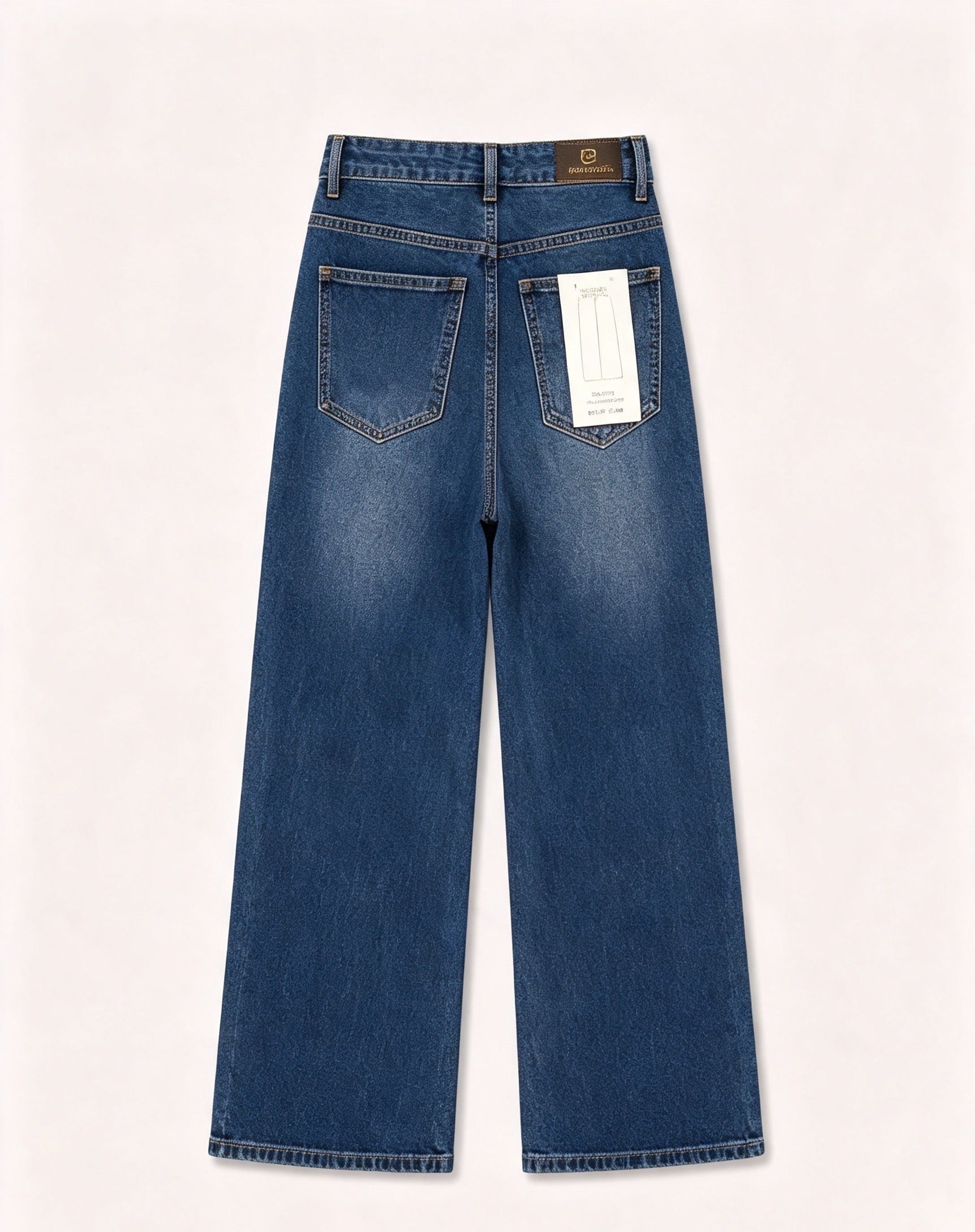 Pantaloni jeans a gamba larga vita alta donna, jeans basic larghi effetto sfumato, modello casual quotidiano, taglie XS-XL
