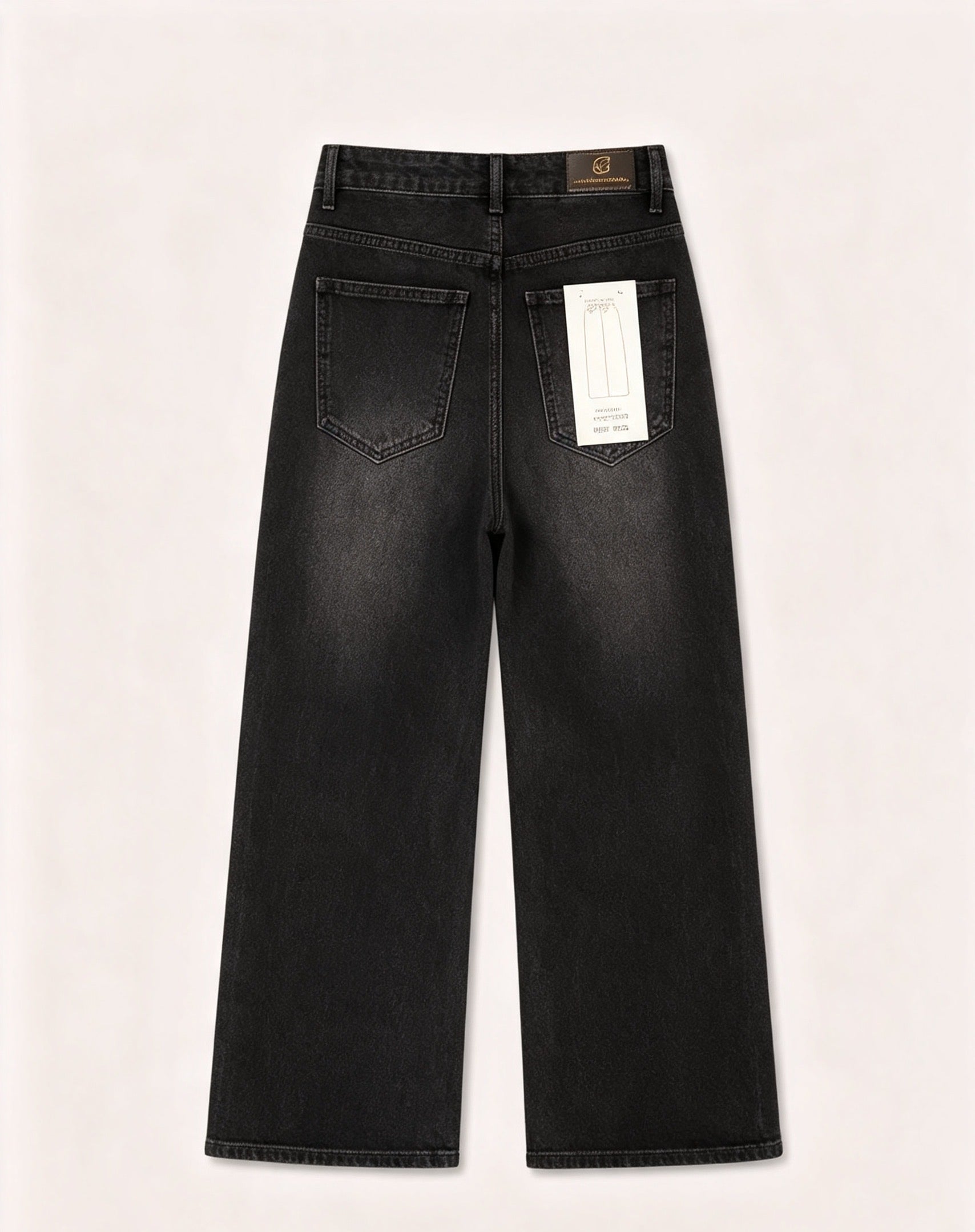 Pantaloni jeans a gamba larga vita alta donna, jeans basic larghi effetto sfumato, modello casual quotidiano, taglie XS-XL