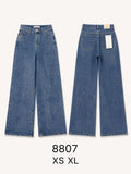 Pantaloni jeans a gamba larga vita alta donna, jeans larghi casual, modello basic senza decorazioni, taglie XS-XL